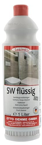 Lorito SW flüssig 353 Sanitärreiniger Konzentrat, 1 Liter, Kalklöser, Badreiniger für Fliesen, Toilette, Dusche und Badewanne, Reiniger gegen Kalk, Urinstein und Fett