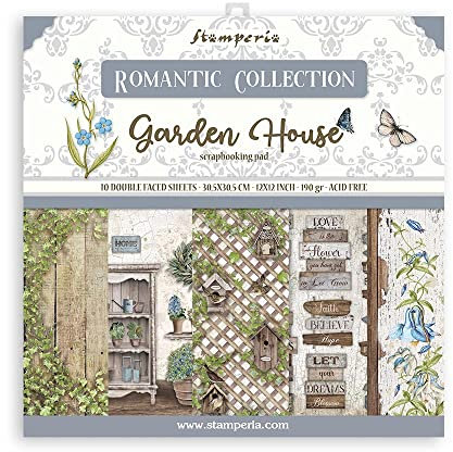 Stamperia Intl, KFT (3pl) Garden House Scrapbooking Pad 30x30, SBBl102, Multicolor, 30.5cmx30.5cm, 12 x 12