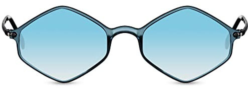 Cheapass Sonnenbrille Günstige Sonnenbrille in Diamantenform und transparent/blauem Rahmen im Hexagon-Stil mit blauen Verlaufsgläsern, UV400-geschützt