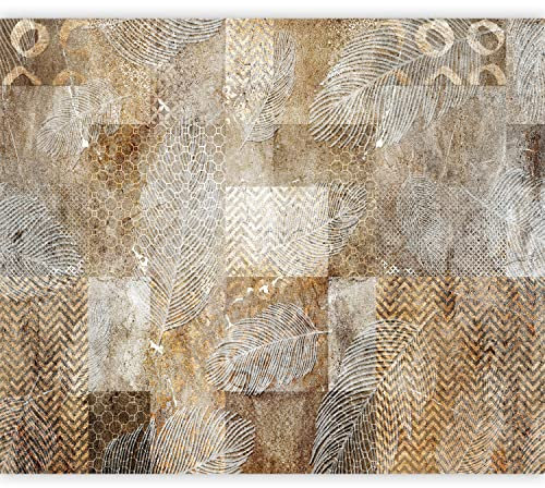 murando Fototapete selbstklebend Abstrakt 343x256 cm Tapete Wandtapete Klebefolie Dekorfolie Tapetenfolie Wand Dekoration Wandaufkleber Wohnzimmer Ornament Federn Boho