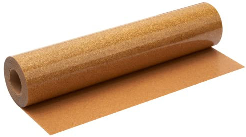 FANSGUAR Gold Glitter HTV Roll -12x10ft Iron on Heat Transfer Vinyl for DIY Shirts Gifts(Old Gold)