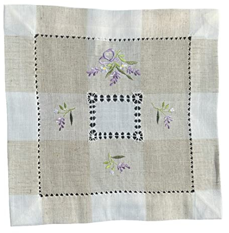 Tischläufer Tischdecke Mitteldecke Tischband gestickt Lavendel Weiss Beige (30 x 30 cm)