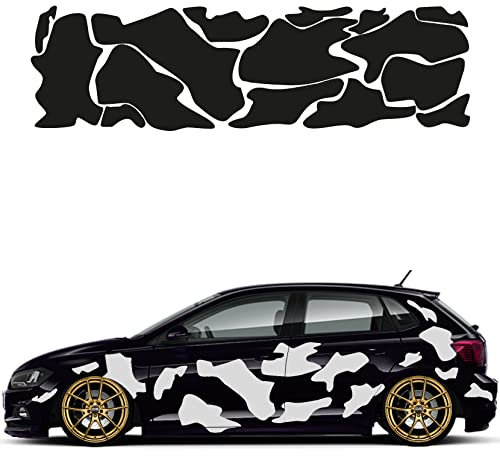 Camouflage Auto Aufkleber Set 15 Teilig Autodekor KFZ Seitenaufkleber Tuningset Camper Wohnwagen Premiumfolie (Matt Hellgrau)