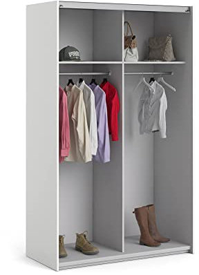 Dmora Struktur für Kleiderschrank Kleiderschrank, Begehbarer Kleiderschrank mit Kleiderstange, 122,1x59h200,4 cm, Farbe Weiß