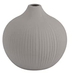 Storefactory - Vase, Blumenvase - Fröbacken - Keramik - gerippt - Farbe: Light Grey - (ØxH) 10 x 10 cm - Größe: small