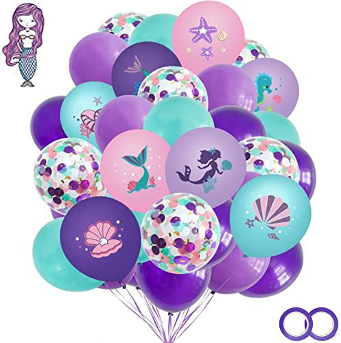 Meerjungfrau Luftballon Set,38 Stück Meerjungfrauen Ballons,Mermaid Ballons Mädchen Kinder Geburtstag,lila blaugrüner Meerjungfrauen-Ballon,Perfekt für Mädchen Geburtstagsfeier Party