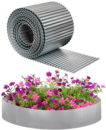 JonesHouseDeco Rouleau de bordure de jardin en métal galvanisé de 6 m, bordure de jardin, bordure de plantes de jardin, étroite, ondulée, hauteur 15,24 cm, bordure de paysage robuste pour parterres de
