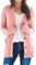 Uusollecy Gilet Long Femme Hiver Chaud De Boutonnage Décontracté Grosse Maille avec Poche Gaufré Cardigan, Rose, XXL