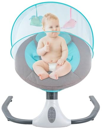Balancín eléctrico para bebé con 12 música, USB, Bluetooth, música, Columpio para bebés con Mando a Distancia, sincronización para bebés Menores de 10 kg
