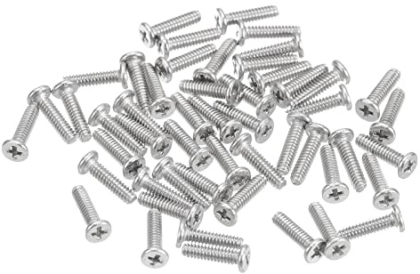 sourcing map M1.6-0.35 x 6mm Phillips Flachkopfschrauben 100 Stück Flache Rundkopfschrauben 304 Edelstahl Kreuzschlitz Antrieb Maschinenschrauben Hardware Verschluss für Möbel Verbindung