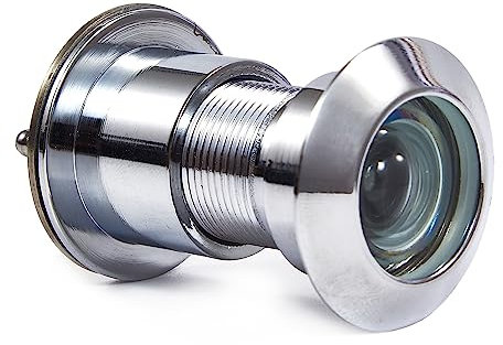 Guangstar Sicherheits-Einwege-Haustürspion mit 220-Grad-Winkel, robuster Türspion aus Messing mit Sichtschutzabdeckung, Chrom, 1 Stück