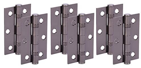 HANDLEZONE® Door Hinges 3 Pairs 76mm / 3 inch Ball Bearing, with Screws - Black Nickel