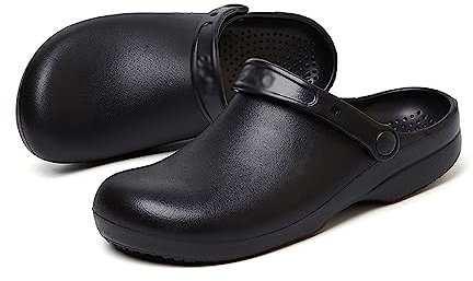 Zapatos de cocina para chef para hombres y mujeres, zuecos de trabajo de seguridad de aceite impermeables antideslizantes, zapatos de servicio de alimentos de cocina, para zuecos de trabajo en el jard