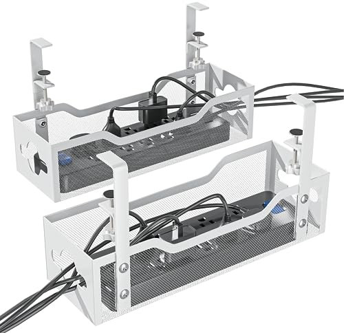 Quszmd Kabel-Organizer unter dem Schreibtisch, 34 cm, weiß, Kabelmanagement-Tablett