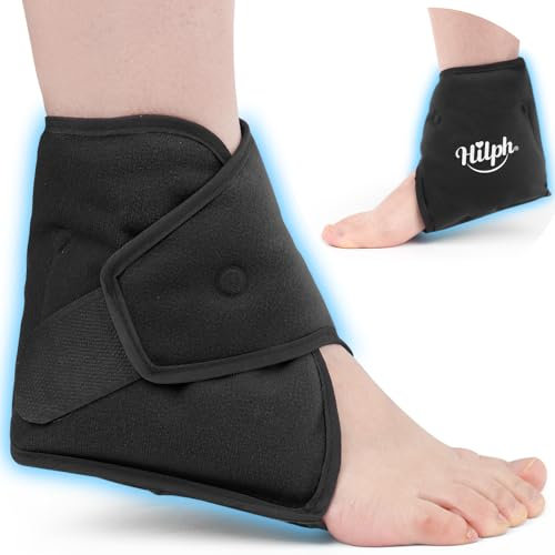 Hilph Poche de Glace Cheville Réutilisables en Gel, Poche de Froid Pied pour Blessures, Sac Gel Compresse Chaude Froid pour Cheville, Entorse à la Chevillere, Gonflement, Fasciite Plantaire-Noir