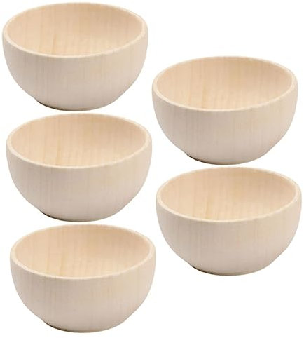 CORHAD 5Pcs Unfinished Wooden Bowls for Boy Girl DIY Craft Projects Smooth Surface Unpainted Wood Bowls for Painting and Drawing Creative Wooden Bowl Accessories