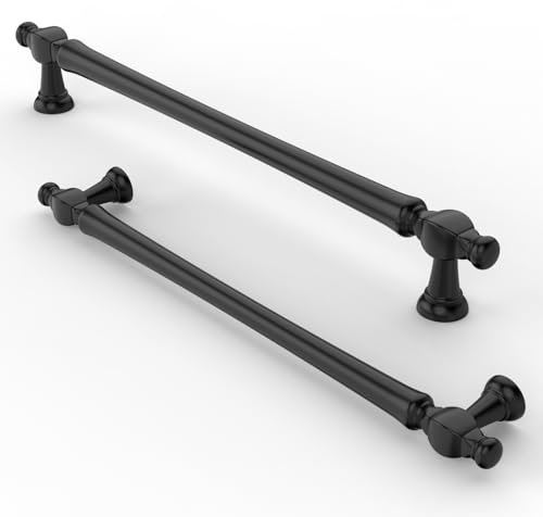 FURNIWARE Vintage Cabinet Handles - 192mm (7.6 Inch) Matt Black Kitchen Door Pulls Hardware With 10 Pieces - Cupboard Drawer Handles