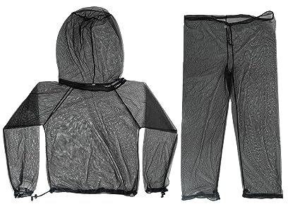 Sharplace Moskitonetz-Anzugjacke, Kapuze, Hosen-Sets, leichte, atmungsaktive Mesh-Kleidung für Männer und Frauen, ideal zum Angeln, Wandern, Camping, Schwarz XL XXL