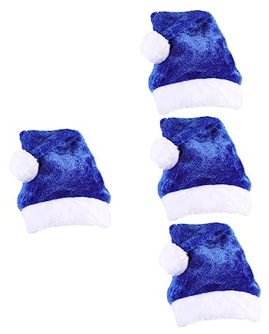 Gadpiparty 4 Stück Plüsch-Weihnachtsmütze die weihnachtshütte weihnachts party blaue mützen für männer Weihnachtsdekoration Weihnachtsmann-Kostüm Hüte weihnachtsmütze geschenk klassisch Hut