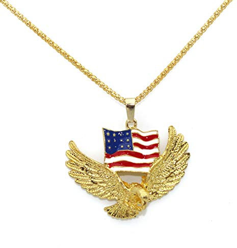 Collar con colgante de águila blanca con cabeza blanca para hombre, Collar de bandera americana con cadena de 23.6, colgante de águila halcón antiguo, collar de animales vikingos joyería regalo para