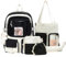 Horhrear Kawaii-Rucksack, 5-teiliges Set für die Schule, niedlicher transparenter Rucksack, adrett mit ästhetischem Anhänger für Mädchen und Jungen, Grundtasche, Schwarz, Einheitsgröße, Schulbedarf