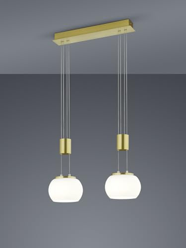 lightling Harrison LED Pendelleuchte, 2-flammig, Switch Dimmer, Breite: 52 cm, Höhe: 95-150 cm, Messing matt, 8 Watt