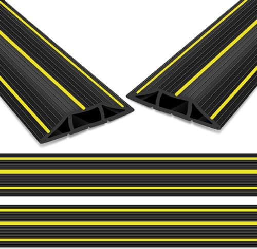 Floor Cable Cover, 4M Outdoor Floor Cable Protector, Heavy Duty PVC Wire Covers for Cables Hider With 3 Cord Channel Or Home, Offices, Retail, Gyms & Garages