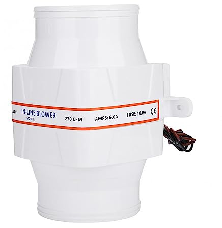Cocoarm 12V Bilge Blower Marine Air Blower 4 Inch Inline Fan for Yacht Boat Caravan Buildings ABS Housing 6 Blade Low Power Fast Ventilation