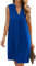 JOCAFIYE Frauen V-Ausschnitt Sommerkleider Damen Ärmellos T-Shirt Strandkleid Lässige Tank Kleid Royal Blue L