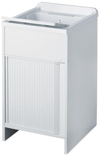Bonussi Mobile Lavatoio in PVC 50x50x85 cm con Serranda Forlani Esterni ROC Bianco