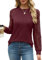 Aokosor Women Long Sleeve Tops for Women UK Plain Crew Neck Pleated Shirt Loose Casual Blouse Tunic Shirt Ladies Jumpers Size 10-12 Red