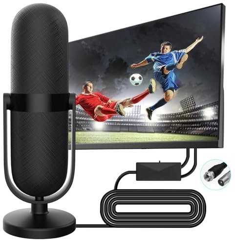 AXFEE Antena TV, Antena de TV Digital, Base Magnética, DVB-T2 DTMB Receptor de TV de Alta Ganancia, 4K 1080P VHF Antena Digital HD, Cable 5m, Recepción de 360° Antena de TV TDT