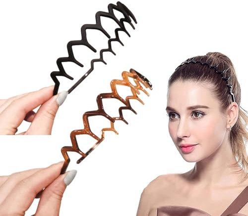 Dinghaole 2 Pièces Bandeaux Zig Zag En Forme de Requin, Bandeau Cheveux Denté, Peigne À Dents Ondulé En Plastique pour Femmes, Dames et Filles