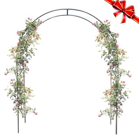 Rosenbogen Gartenbogen, Gartenbogen Aus Edelstahl, Stabil Metall Torbogen für Verschiedene Kletterpflanzen Und Rosen Romantischer Rankenbogen, Wetterfest Pflanzen Rankhilfe(2x2.4m)