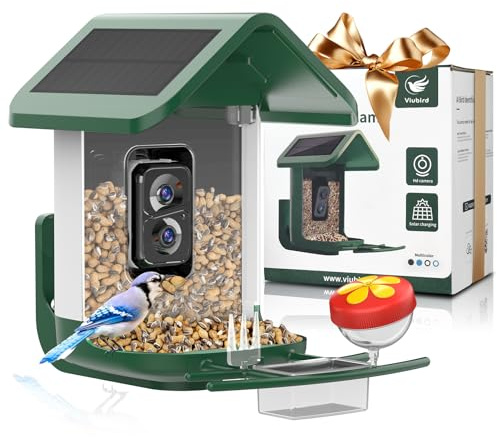 VIUBIRD Smart Bird Feeder mit Kamera - 2,4 GHz WiFi AI Vogelarten Identifizieren und Video Live Watch App für Hinterhof - Geschenk für Vogelfutterspender Weihnachten