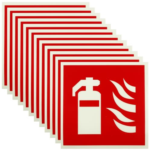 12 cartelli estintori, 15 x 15 cm, in PVC, retroilluminanti, autoadesivi per estintore, per casa, ufficio, cantiere e auto