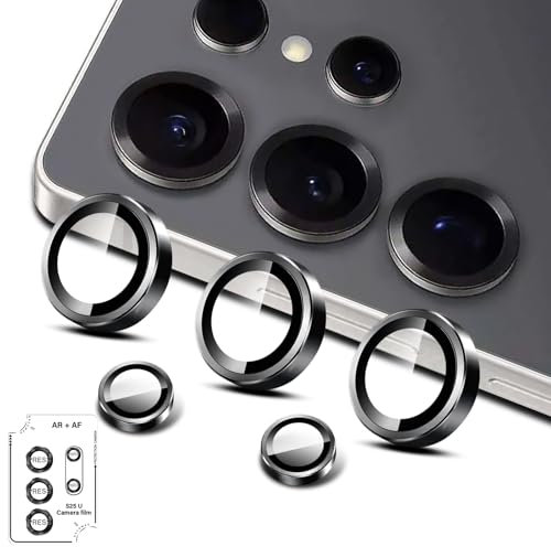 LiiLaa Kamera Schutzfolie für Samsung Galaxy S25 Ultra 5G, 9H Härte Einzeln Kameraschutz, Anti-Kratzen Individuelle Ring aus Metall Linse Folie Schutzglas - Schwarz
