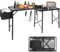 REDCAMP Large Folding Grill Table with Sink & Double Shelf, 5ft Lightweight Aluminum Portable Table, Multifunctional Metal Grill Stand for Outside Camping Picnic BBQ, 69 x20 x32, Black