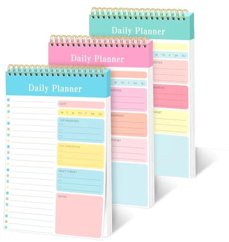 RUGLAMZHIP 3 Pads A5 Spiral Undated To Do List Notebook (60 Pages) | High‑quality Paper, Spiral Binding for Easy Flipping, Compact 7.9x5.1 Size, Perfect for Daily Planning at Work, Study.