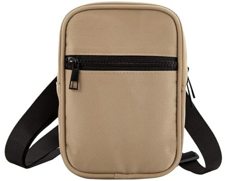 Umhängetasche Herren Schultertasche Unisex Umhängen Crossbody Bag Messenger Damen Sling Tasche Männer Shoulder Brusttasche Handytasche Gürteltasche Klein Rucksack mit 2pcs Schulterriemen(Hellbraun)