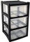 Lunex 3 Plastic Storage Drawers Unit with See-Through Drawers, Compact Vertical Design – Durable Plastic, Ideal for Organizing Office Crafts, and Household Items, 60cm x L39cm x W39cm (Black)