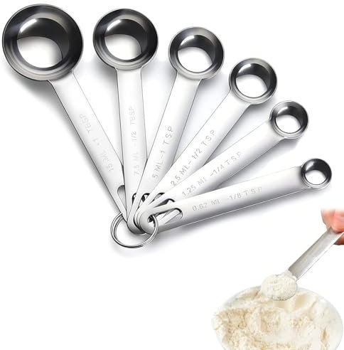 6 Stück Messlöffel Set,Edelstahl Messlöffel,6 Measuring Cups Metall Messlöffel Mit Skala,Messlöffel Gramm,Measuring Spoons,Dosierlöffel Für Klein Trockenrationen Flüssigkeiten Backmessen Feststoffe