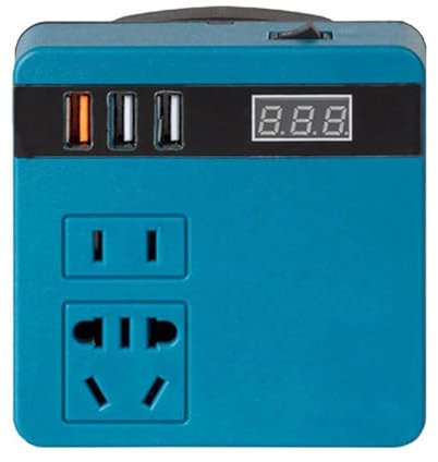 OGJFD Inversor Inversor De Batería Litio De 120W Banco De Energía De 18V 21V A 110V 220V Transformador Inteligente Multifunción Uso Doméstico Exterior Onda sinusoidal modificada(Azul)