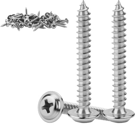 KGGZKG 60 Pcs Pan Head Screws M3x30x7mm Phillips Wafer Head 304 Stainless Steel Wood Screws Self Tapping Screws Multi Purpose Round Dome Head with Washer for Construction Hardware Silver