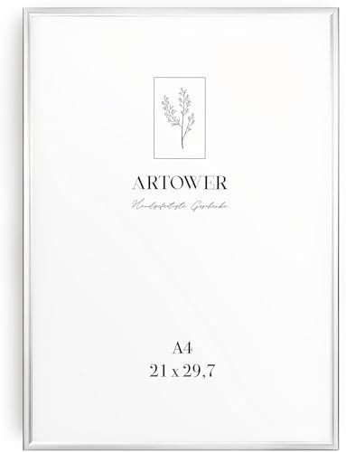 Artower® Bilderrahmen Silber Metall Dünner Rahmen für DIN A4 21 x 29,7 cm | Posterrahmen Groß Collage | Picture Frame Metal 21x30 cm | Aluminium Schmal Bilderrahmen | Silver Poster Rahmen