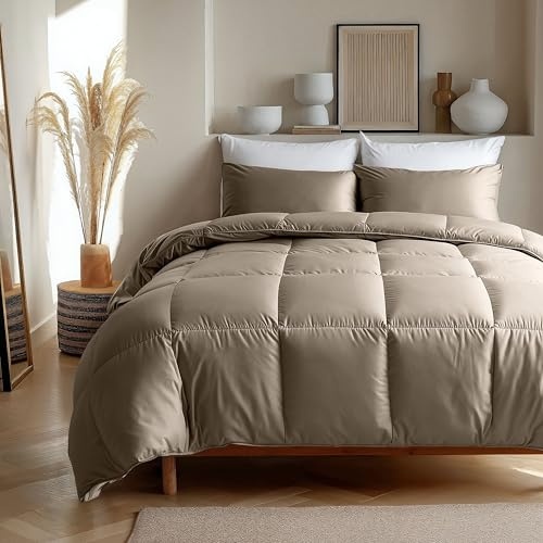 Zelesta Satinbed Bettdecke - Waschbare bettdecke ohne Bezug - Satin-Stoff Bettwäsche - Winterdecke und Sommer-Bettdecke - Duvet - 4 Jahreszeiten - Steppdecke (Beautiful Brown, 200x200 cm)