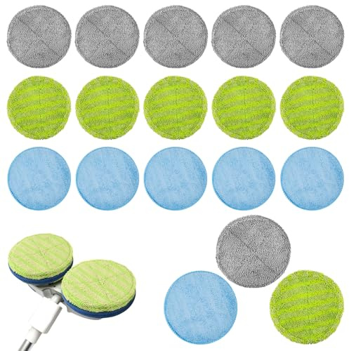 Lot de 18 Tampons de Nettoyage en Microfibre pour Sèche-Terre Électrique Sans Fil Rotatif Ronde 16 cm