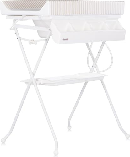 Chipolino Babywanne Wickeltisch 2 in 1 Aqua Zubehörfach klappbar Ständer Stopfen beige