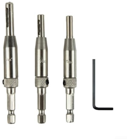 3 Piece Hinge Drill Bits Set for Cabinet Doors, Ensures Accurate For Pilot Holes Every Time