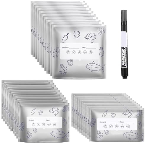 30 Pack Foil Bags, Reusable Aluminum Foil Sealable Storage Bags, with Marker, Food Pouches for Leftovers, Picnics, School Lunches, Sealable Bags for Freshness